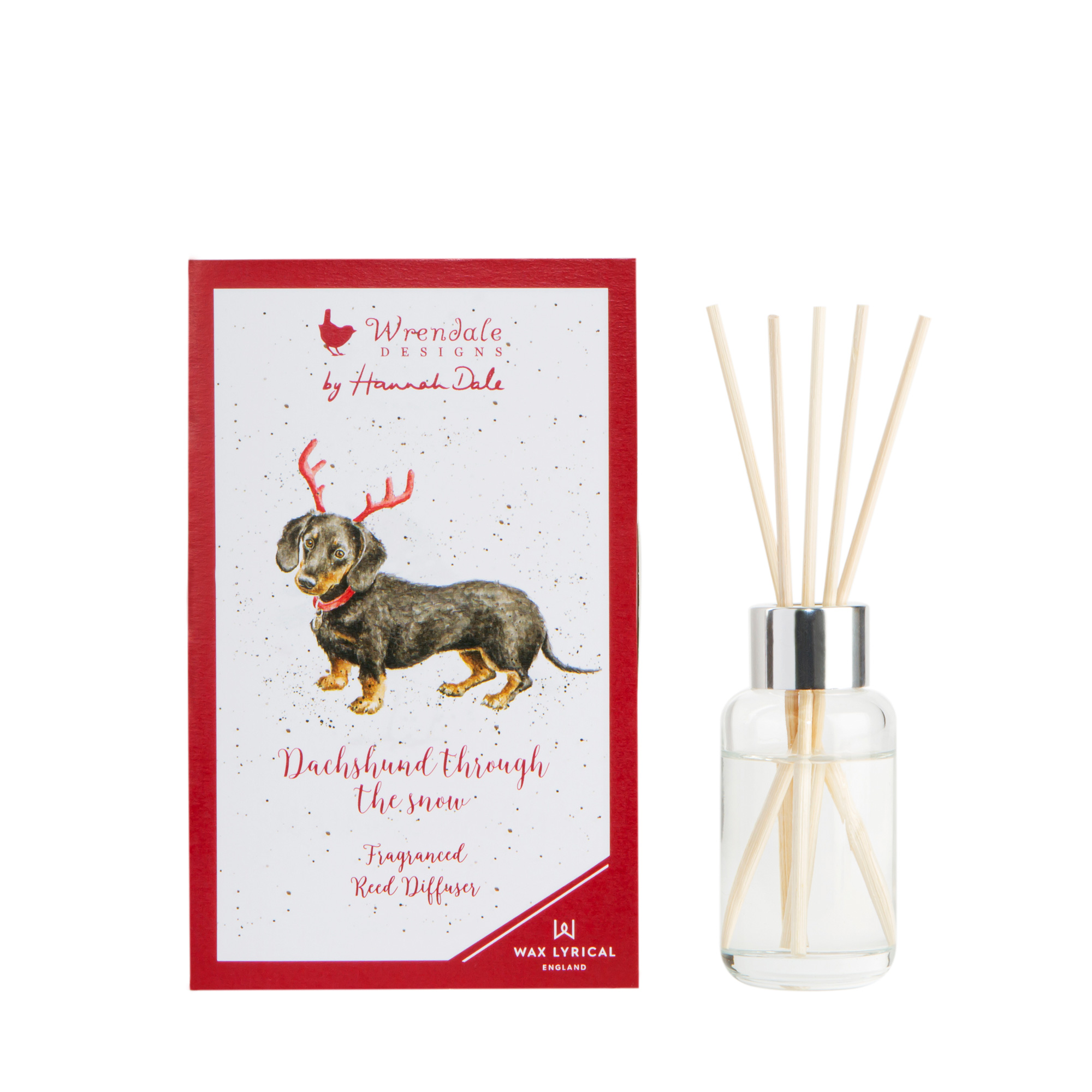 Wrendale Designs Dachshund Through The Snow 40ml Reed Diffuser Gift Box image number null